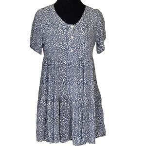 Kai Aloha Maui Babydoll Dress Blue White Hawaiian S